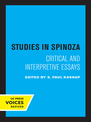cover image of Studies in Spinoza